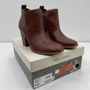 Sun + Stone Women's Pollyy Dress Booties Walnut 6M